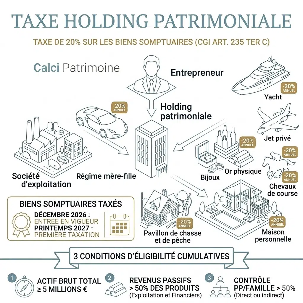 taxe holdings patrimoniales 20% biens somptuaires : article 235 ter C du CGI